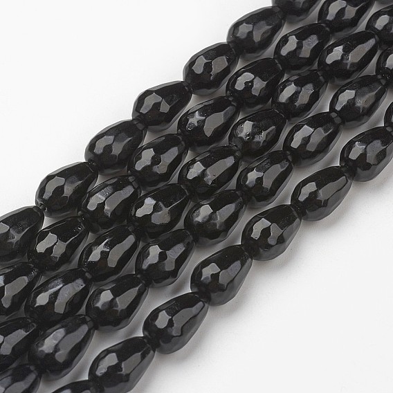 Натуральный белый нефритовый шарик нити, окрашенные, граненые, капля