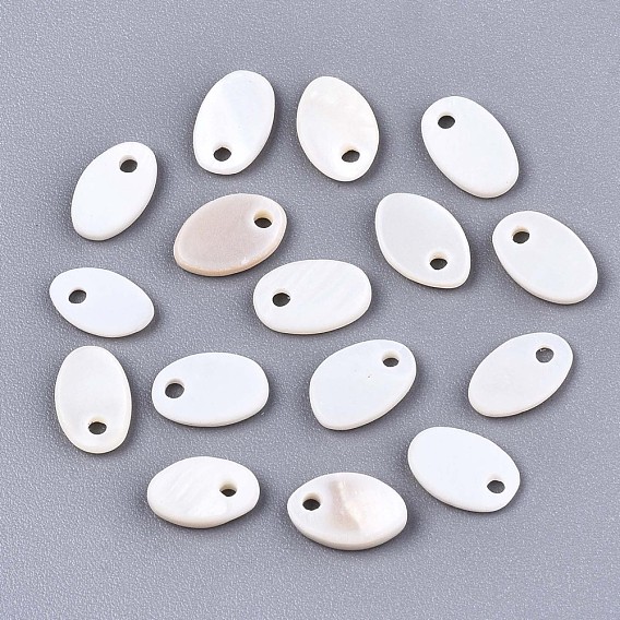 Natural Freshwater Shell Charms, Oval