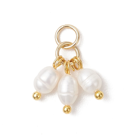 Подвески из натурального культивированного пресноводного жемчуга, рисовое очарование, с латунными штифтами