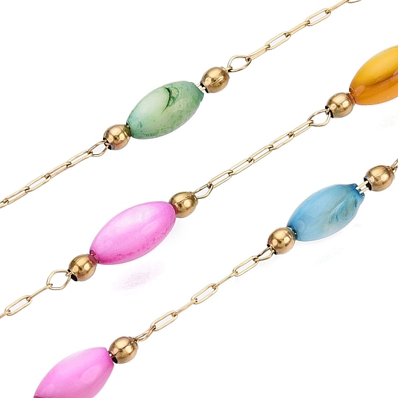 Цепочки из овальных ракушек ручной работы, для ожерелья браслеты решений, с 304 цепями из нержавеющей стали, пайки, с катушкой