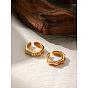 304 Stainless Steel Cubic Zirconia Cuff Open Rings, Wave, Golden