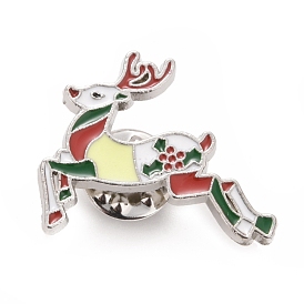 Christmas Reindeer Enamel Pin, Alloy Badge for Backpack Clothes, Platinum
