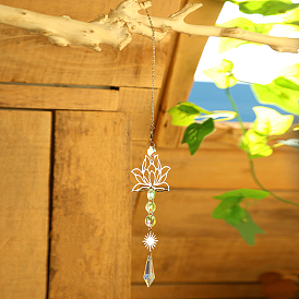 Glass Pointed Cone Big Pendant Decorations, Lotus Hanging Sun Catchers, Home Decoration