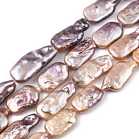 Perles de nacre naturelle brins Keshi, perle de culture d'eau douce, perles baroques, rectangle