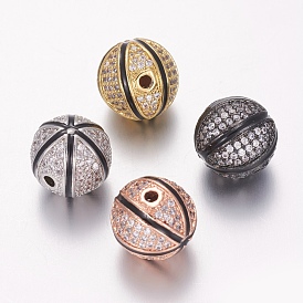 Micro en laiton pavent des perles cubes de zircone, avec l'émail, basket-ball