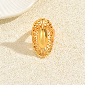 Регулируемые латунные открытые манжеты для женщин, полый овал