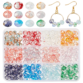 300шт 12 цвета окрашенные в духовке прозрачные стеклянные бусины, градиент цвета, с фольгой, граненые, круглые