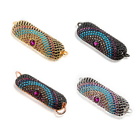 New micro-inlaid hollow rainbow mixed color connector CZ Turkish eye evil eye jewelry DIY bracelet jewelry accessories