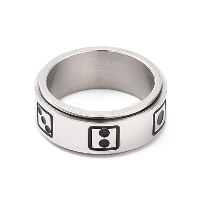 Titanium Steel Spinner Ring, with Dice Pattern, Wide Band Rings for Men