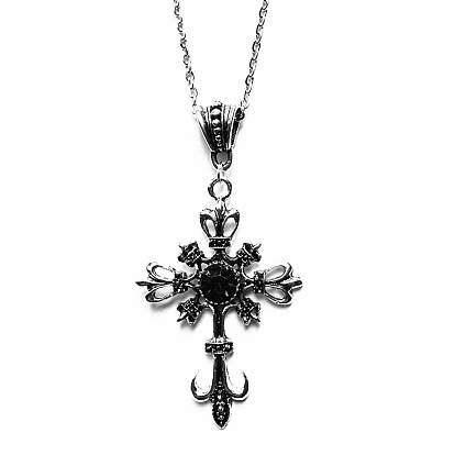 Alloy Gothic Cross Pendant Necklaces, Cable Chains
