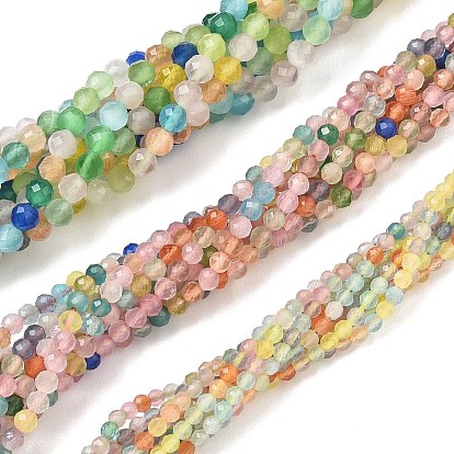 Cat Eye Beads Strands, Round, Faceted
