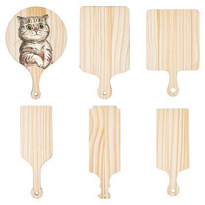 6шт 6 стиль деревянные большие подвески, геометрические прелести, неокрашенными, старинный белый