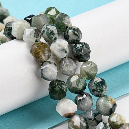 Natural Tree Agate Beads Strands, Faceted, Polygon