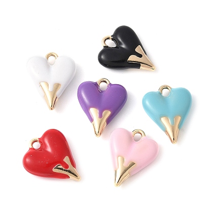 Подвески из эмали и сплава, сердце прелести, стойки покрытие, без кадмия, без никеля и без свинца