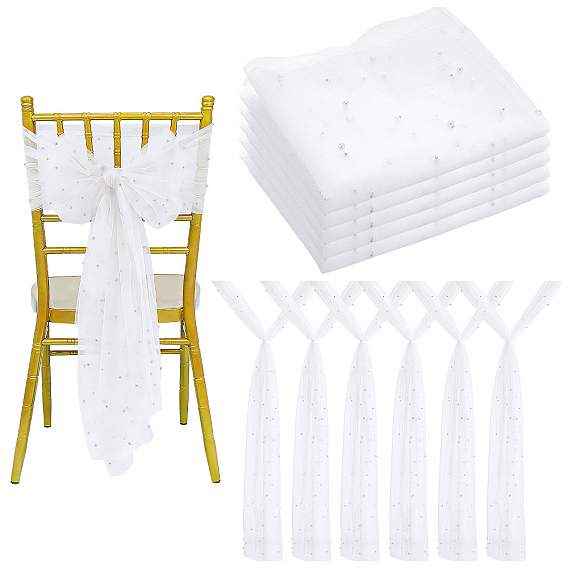 Tissus en maille de nylon, avec des perles en plastique imitation perles