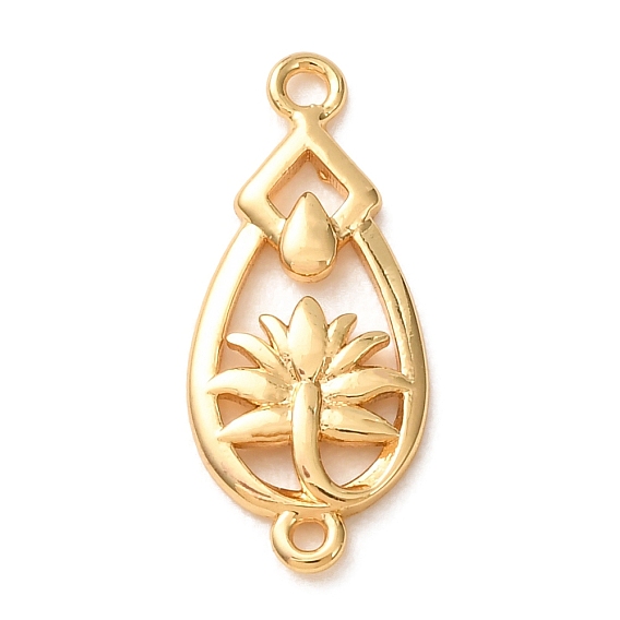 Brass Connector Charms, Teadrop with Lotus Links