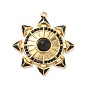 304 Stainless Steel Enamel Pendants, Sun Charms, with Rhinestone & Natural Black Agate Beads