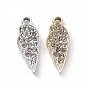 Alloy Pendants, with Crystal Rhinestone, Wing Charm