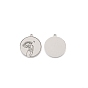 304 Stainless Steel Pendants, Flat Round with Eye Pattern