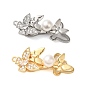 Латунное микропейв, прозрачный кубический цирконий, складные застежки, без кадмия, без никеля и без свинца, с имитацией жемчуга, бабочка