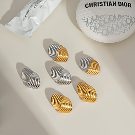 Серьги-гвоздики из нержавеющей стали с перекрестными полосками