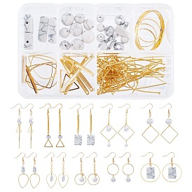 SUNNYCLUE DIY Earring Making Kits, Including Mixed Shapes Synthetical Turquoise, 
Alloy Links & Pendants, Brass Linking Rings & Cable Chains & Earring Hooks, Iron Pins
