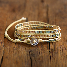 Bracelet multicouche de perles géométriques colorées boho chic pour femme