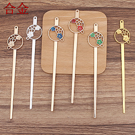 Ancient Style Alloy with Enamel Hair Stick Finding, for DIY Jewelry Accessories, Flower