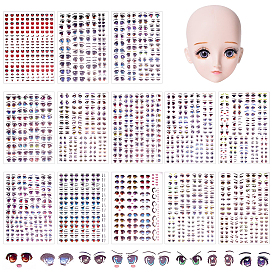 13 шт. 13 стили наклейки для глаз с эффектом переноса воды, для лица модели средней глиняной куклы, рисунок глаз