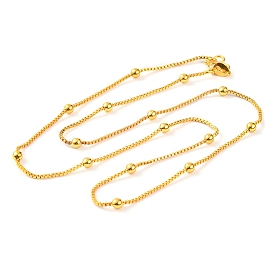 Brass Round Beaded Box Chain Necklaces for Women