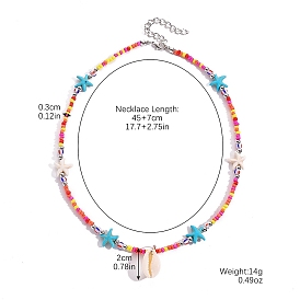 Богемный бисер и ожерелья из синтетической бирюзы, ожерелья с подвесками из ракушек каури для женщин