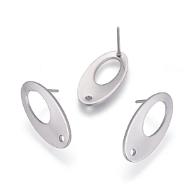 304 Stainless Steel Stud Earring Findings, Oval