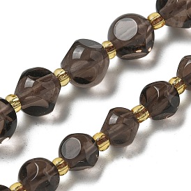 Натуральные ледяные обсидиановые бусинки, с бисером, граненые, игральная кость