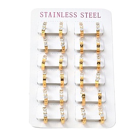 Clear Cubic Zirconia Chunky Hoop Earrings, 304 Stainless Steel Jewelry for Women