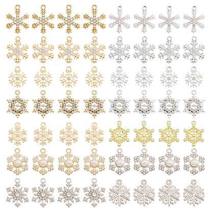 56шт 14 стили подвески со стразами из сплава, снежинка