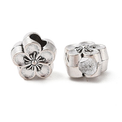 Европейские сплавочные бусины тибетского стиля , без кадмия и без свинца, бусины с большим отверстием, цветок