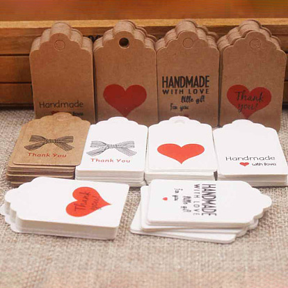Paper Gift Tags, Hange Tags, For Arts and Crafts, For Wedding/Valentine's Day/Thanksgiving, Rectangle with Word