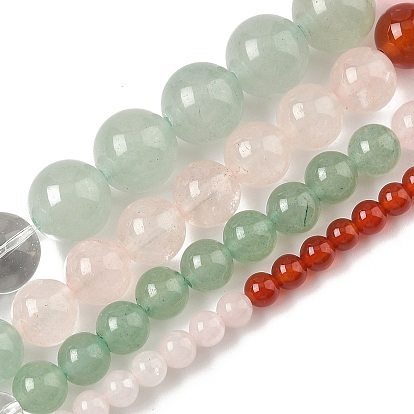 Нити бусин из натурального желтого нефрита чакры, кристаллического кварца, зеленого авантюрина, розового кварца, сердолика, содалита и аметиста, круглые