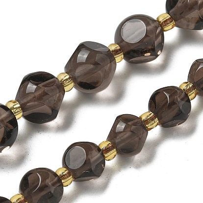 Натуральные ледяные обсидиановые бусинки, с бисером, граненые, игральная кость