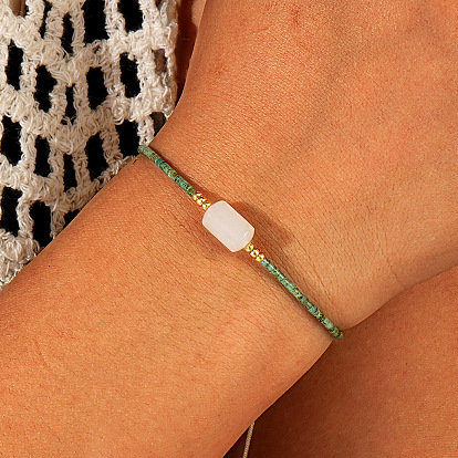 Браслеты из бисера из натурального белого нефрита, браслеты из стеклянных бусин для женщин