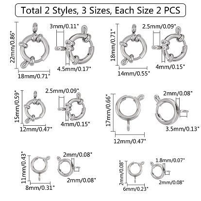 Unicraftale 304 Stainless Steel Smooth Surface Spring Ring Clasps