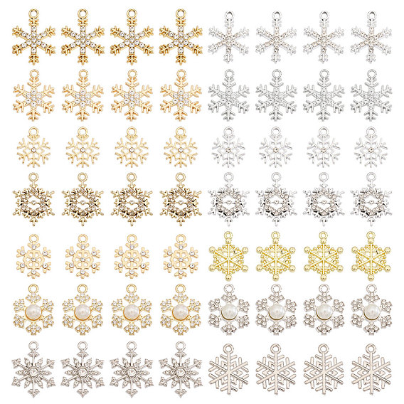 56шт 14 стили подвески со стразами из сплава, снежинка