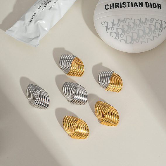 Серьги-гвоздики из нержавеющей стали с перекрестными полосками