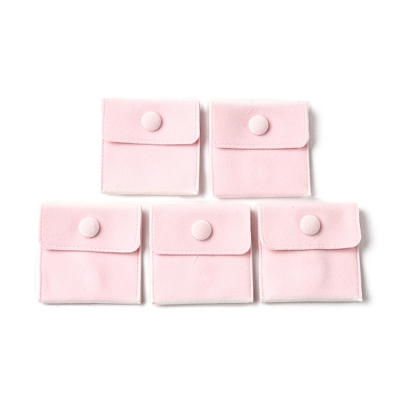 (Defective Closeout Sale: Colour Fading) Square Velvet Jewelry Bags, with Snap Fastener