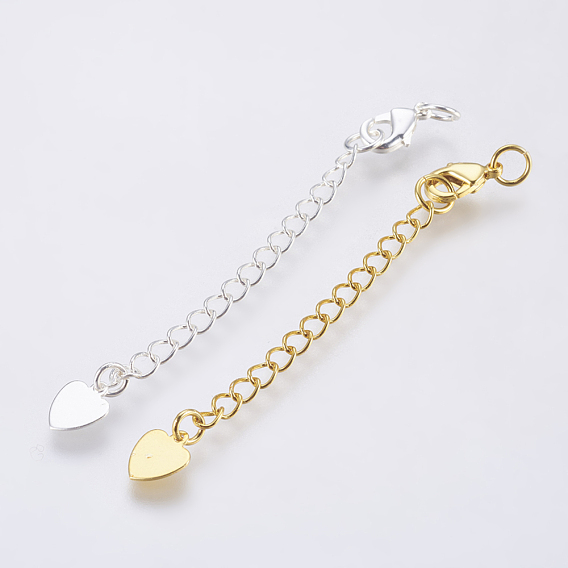 Brass Chain Extender, with Lobster Claw Clasps and Heart Charm