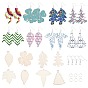 SUNNYCLUE DIY Dangle Earring Making Kits, with Brass Earring Hooks, Unfinished Wood Leaf Pendants