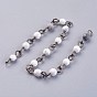 Handmade Natural Gemstone Beads Chains, Unwelded, with Brass Eye Pin, Round, Faceted