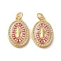 Brass Micro Pave Cubic Zirconia Pendants, Shell with Enamel, Jump Ring, Oval with Human