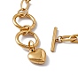 316 Stainless Steel Paperclip Chain Bracelet with Heart Charm for Women