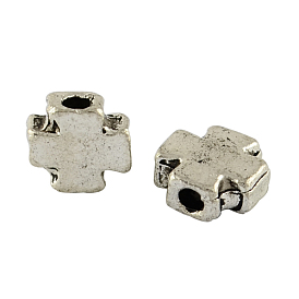 Перекрестные шарики сплава, тибетский стиль , без кадмия и без свинца, 8x8x4 мм, Отверстие : 2 мм , около 775 шт / 1000 г